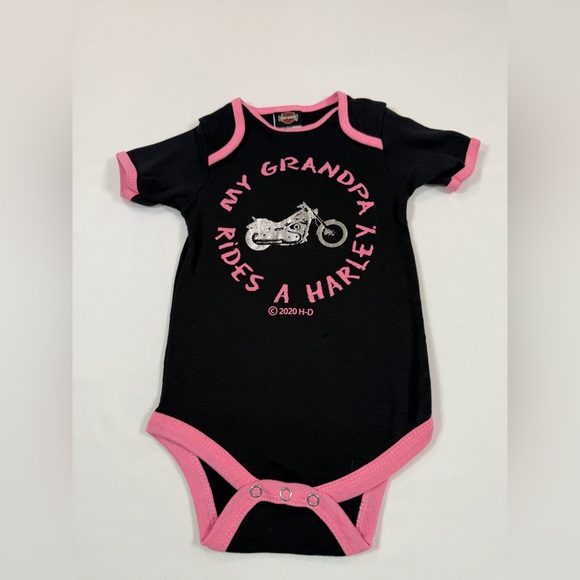 HARLEY DAVIDSON Baby Girls’ “My Grandpa Rides A Harley” Bikercore One Piece 18M - Picture 4 of 7